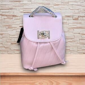 Bebe Hera Small Backpack Handbag Top Chain Handle Blush Faux Leather NWT